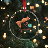 Happy Earth Day Crystal Glass Ornament Funny Marcus The Worm Eco Friendly