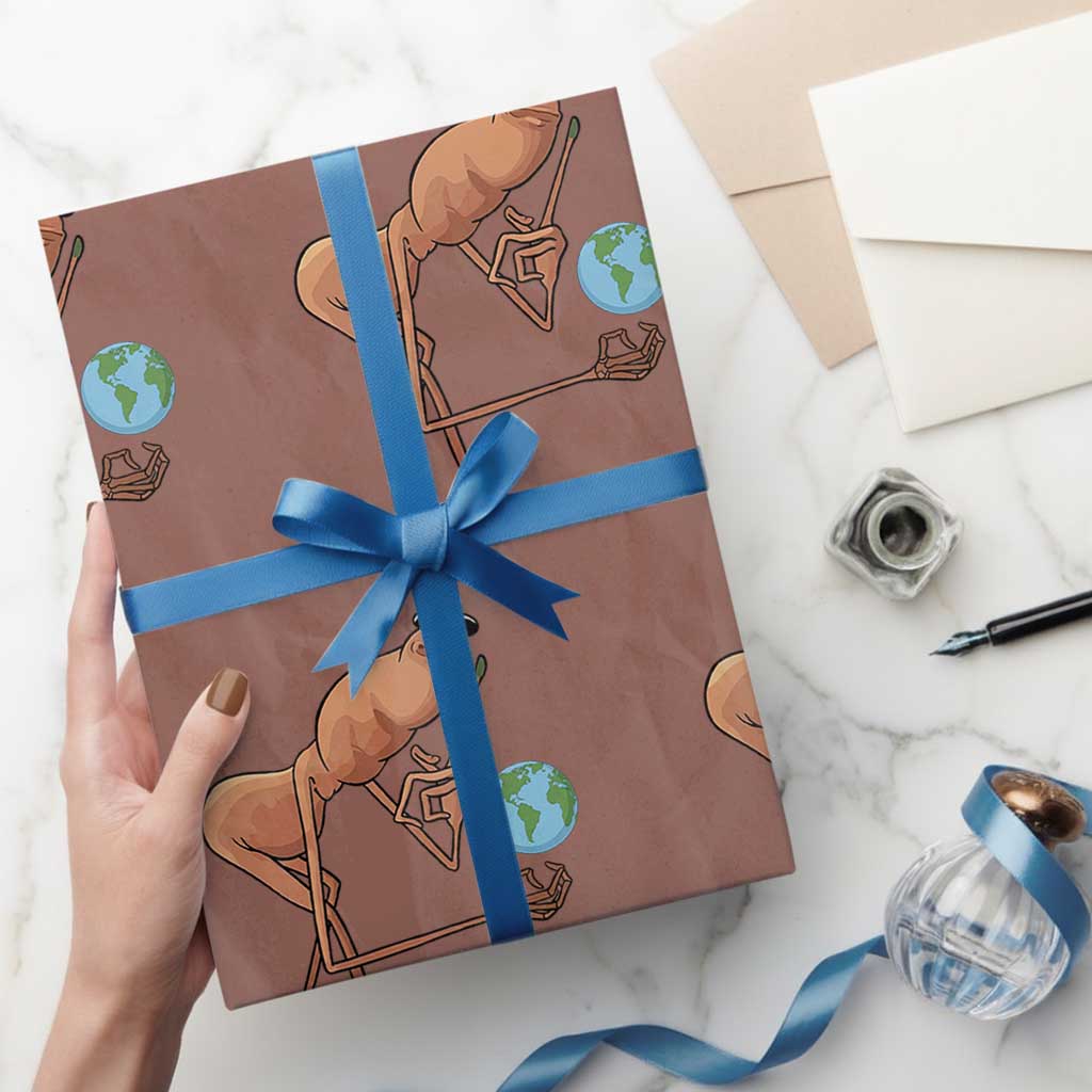 Happy Earth Day Wrapping Paper Roll Funny Marcus The Worm Eco Friendly