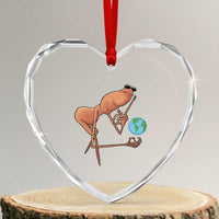 Happy Earth Day Heart Crystal Glass Ornament Funny Marcus The Worm Eco Friendly