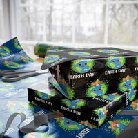 Happy Earth Day Wrapping Paper Roll Cute Earth With Floral - Wonder Print Shop