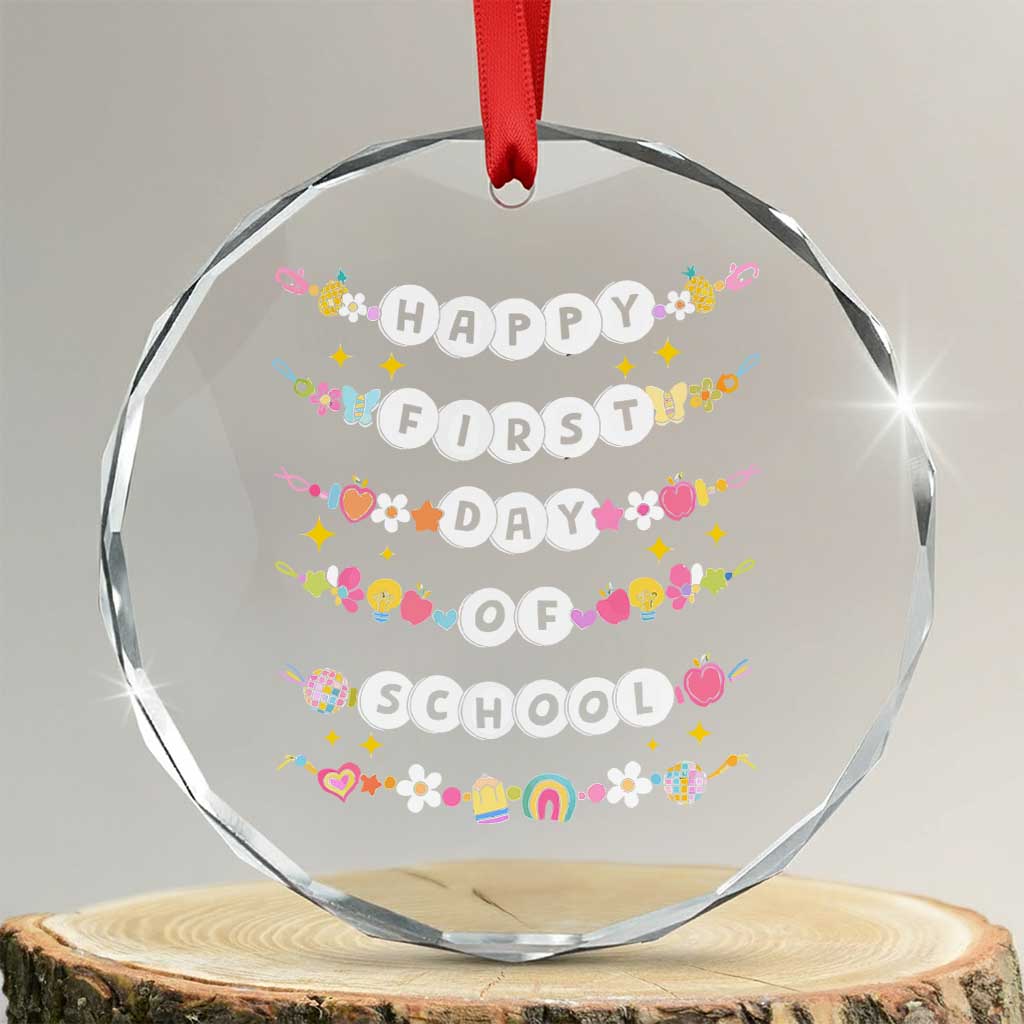Happy First Day Of School Crystal Glass Ornament Teacher Kids Back To School Bracelets - Wonder Print Shop