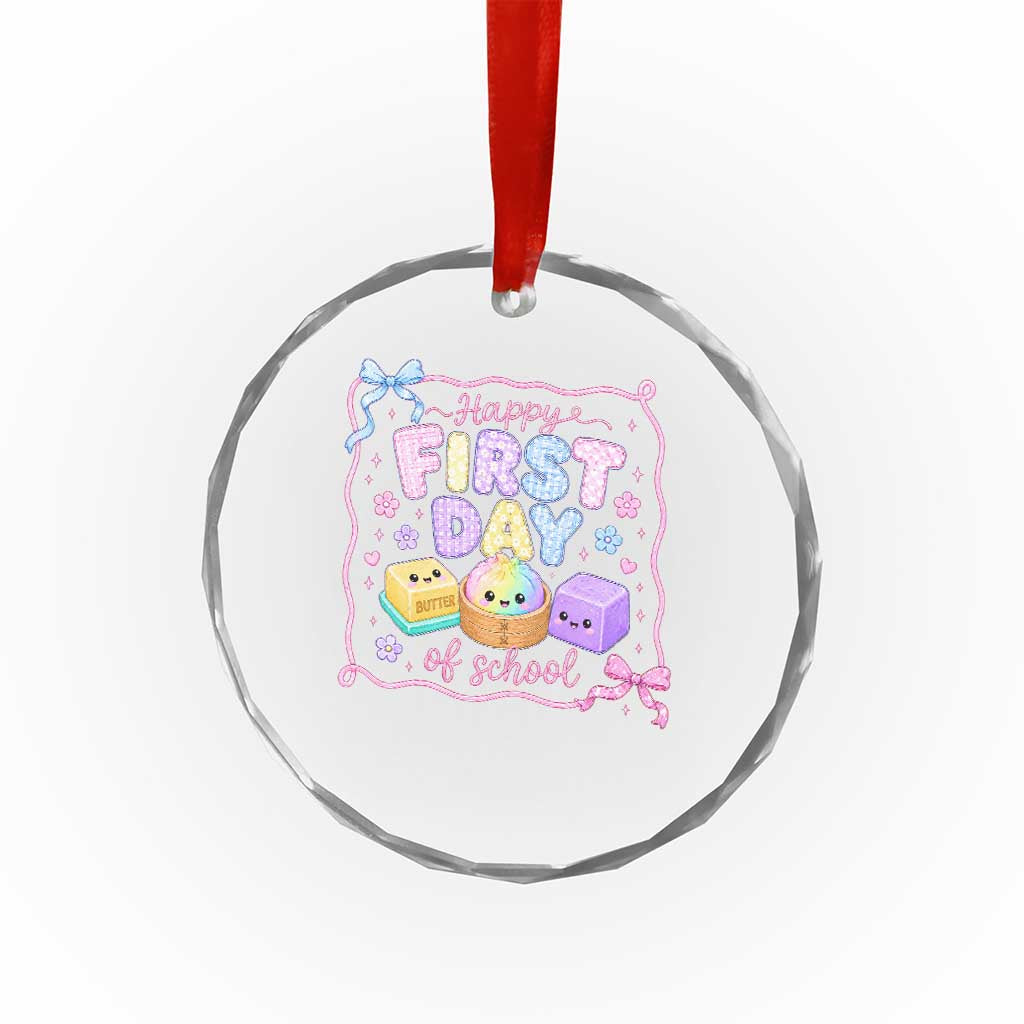 Happy First Day Of School Cute Kawaii Squishy Back To School Graphic Crystal Glass Ornament
