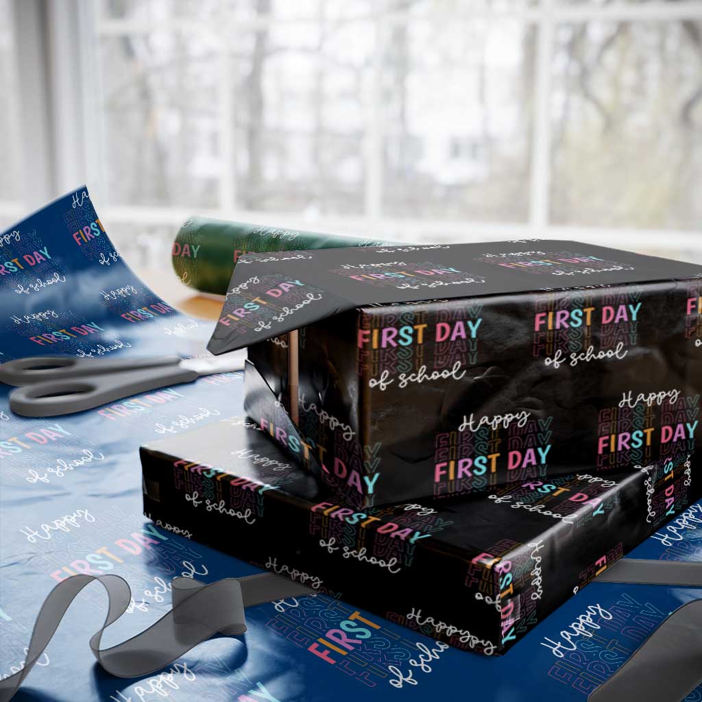Happy First Day of School Wrapping Paper Roll Positive Vibe Teacher and Student Gift
