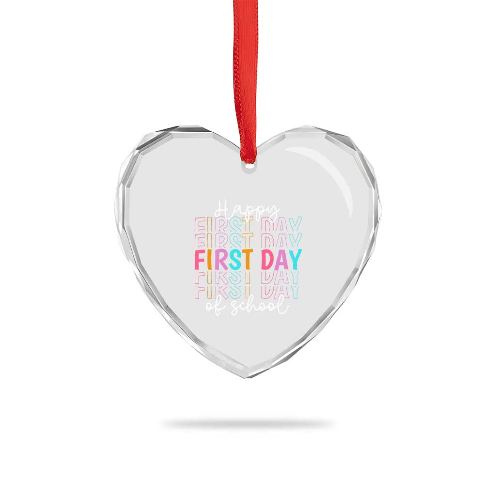 Happy First Day of School Heart Crystal Glass Ornament Positive Vibe Teacher and Student Gift