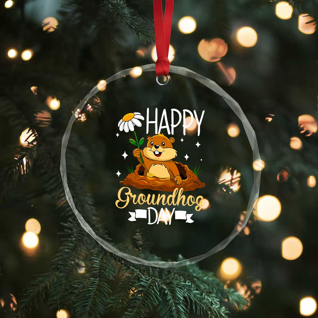 Happy Groundhog Day Crystal Glass Ornament Punxsutawney Phil Groundhog Lover TS02