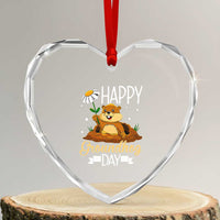 Happy Groundhog Day Heart Crystal Glass Ornament Punxsutawney Phil Groundhog Lover - Wonder Print Shop