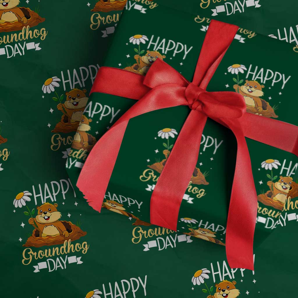 Happy Groundhog Day Wrapping Paper Roll Punxsutawney Phil Groundhog Lover - Wonder Print Shop