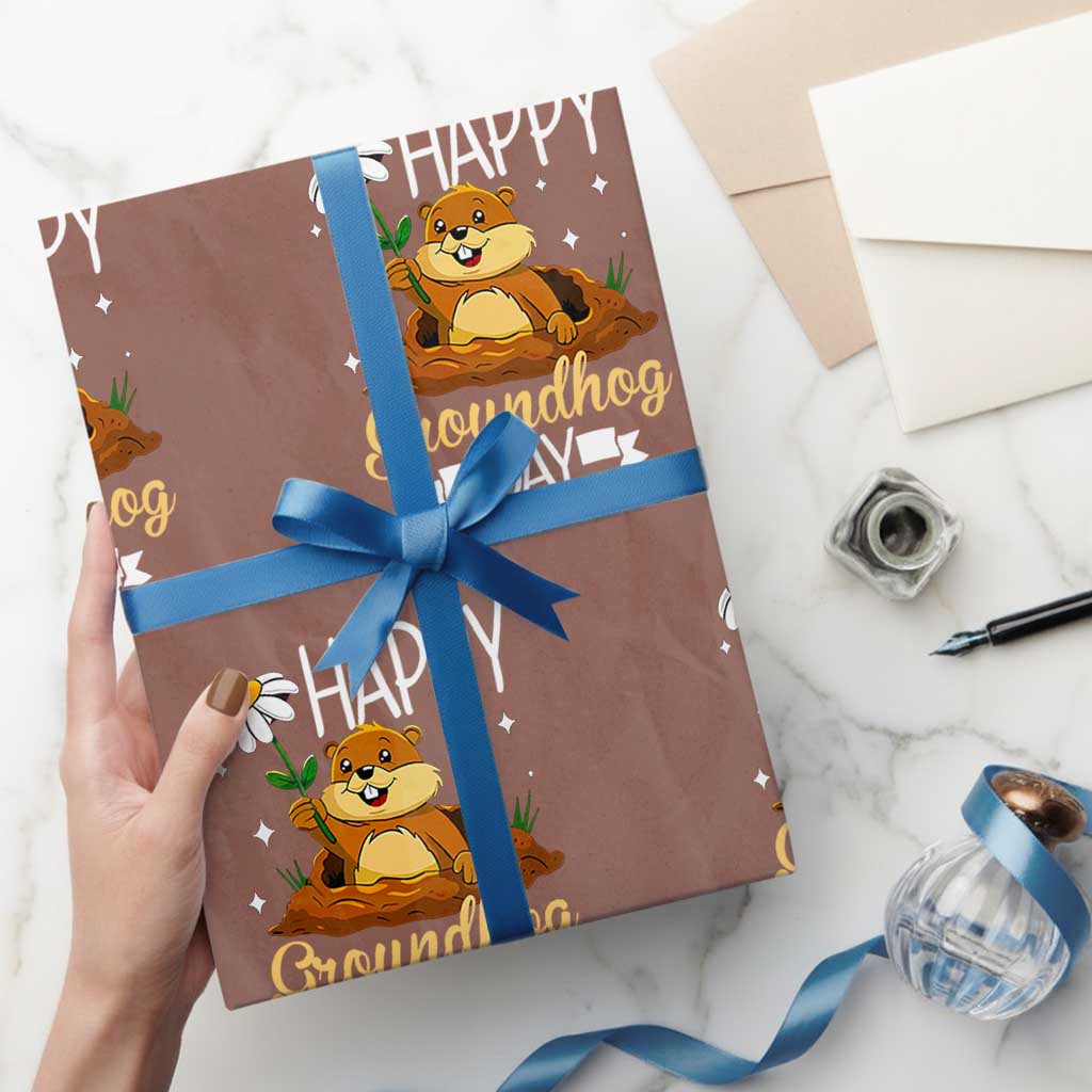 Happy Groundhog Day Wrapping Paper Roll Punxsutawney Phil Groundhog Lover - Wonder Print Shop