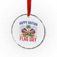 Happy Haitian Flag Day Celebration Graphic Crystal Glass Ornament May 18 National Pride Haiti Heritage