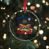 Happy Haitian Flag Day Celebration Graphic Crystal Glass Ornament May 18 National Pride Haiti Heritage