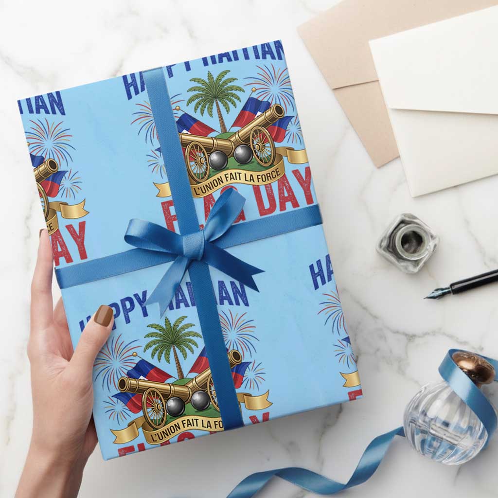 Happy Haitian Flag Day Celebration Graphic Wrapping Paper Roll May 18 National Pride Haiti Heritage