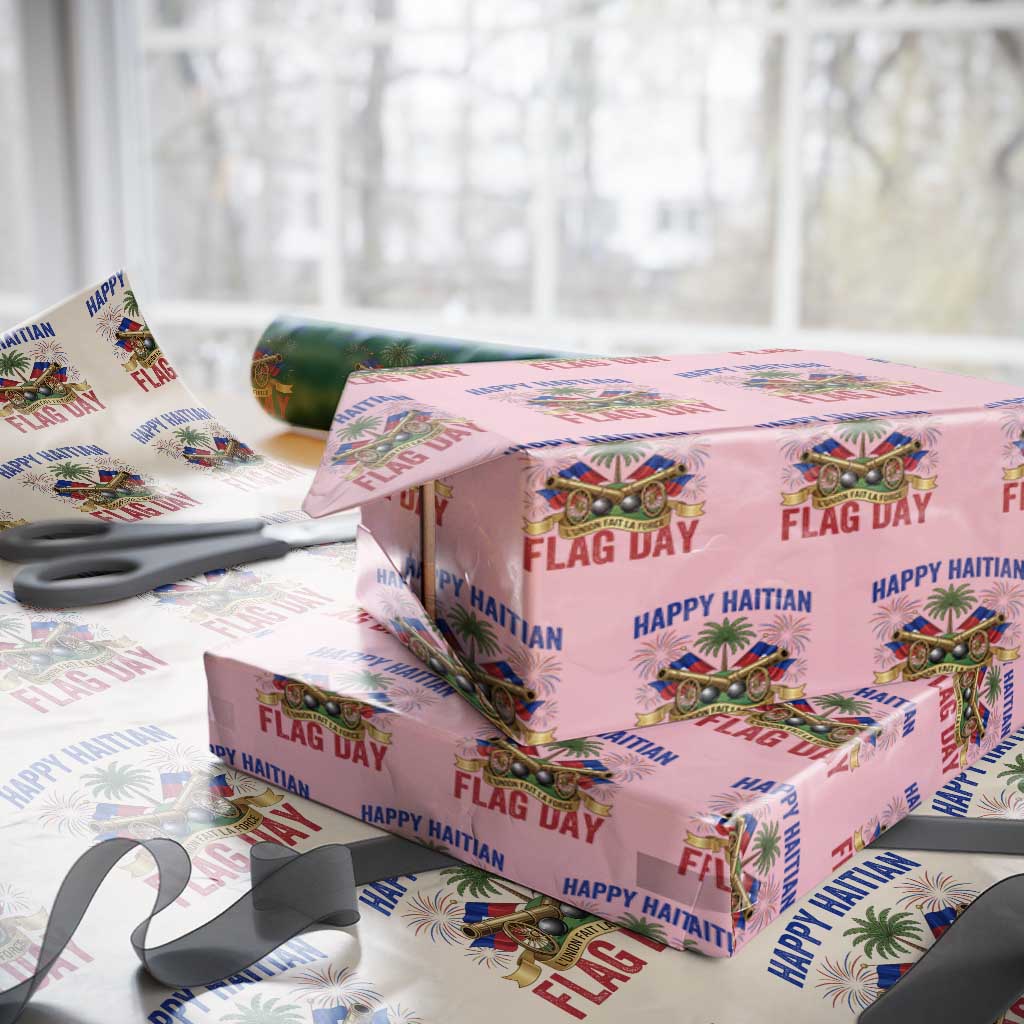 Happy Haitian Flag Day Celebration Graphic Wrapping Paper Roll May 18 National Pride Haiti Heritage