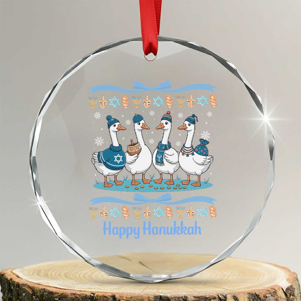 Happy Hanukkah Crystal Glass Ornament Funny Silly Goose Chanukah - Wonder Print Shop