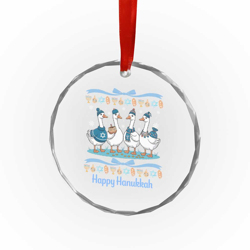 Happy Hanukkah Crystal Glass Ornament Funny Silly Goose Chanukah - Wonder Print Shop