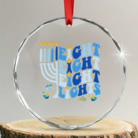 Happy Hanukkah Crystal Glass Ornament Retro Groovy Eight Nights and Eight Lights - Wonder Print Shop