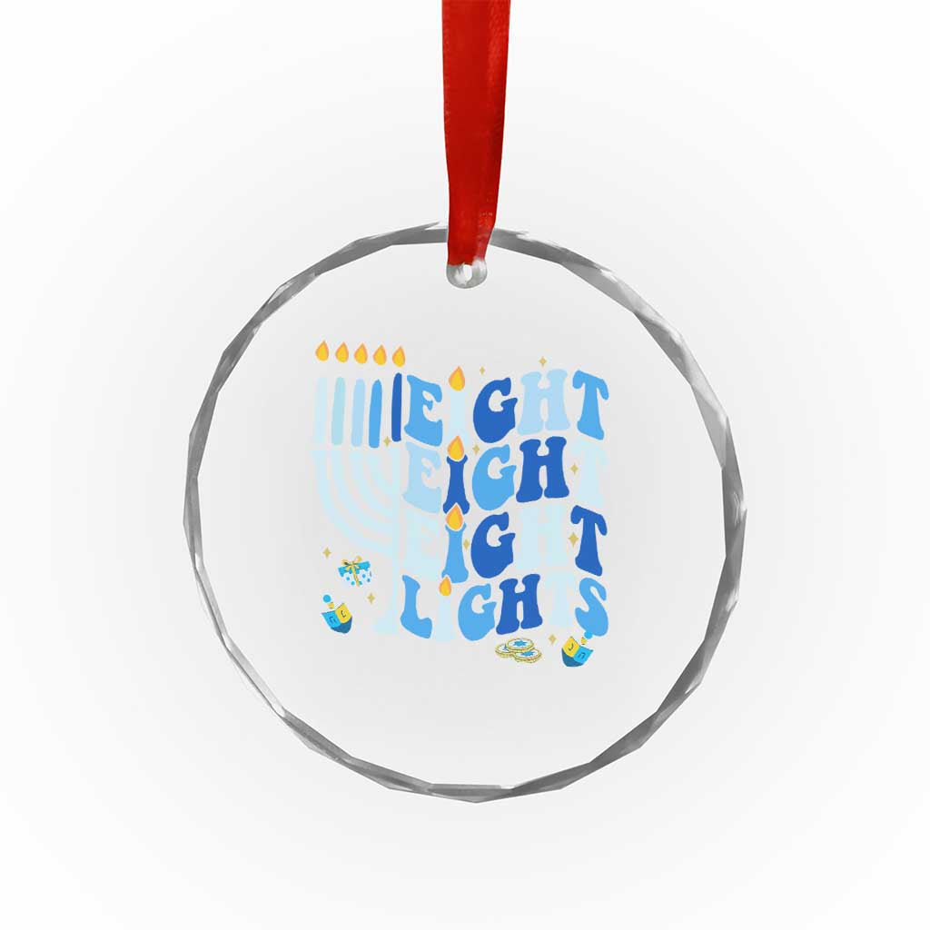 Happy Hanukkah Crystal Glass Ornament Retro Groovy Eight Nights and Eight Lights - Wonder Print Shop