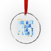 Happy Hanukkah Crystal Glass Ornament Retro Groovy Eight Nights and Eight Lights - Wonder Print Shop