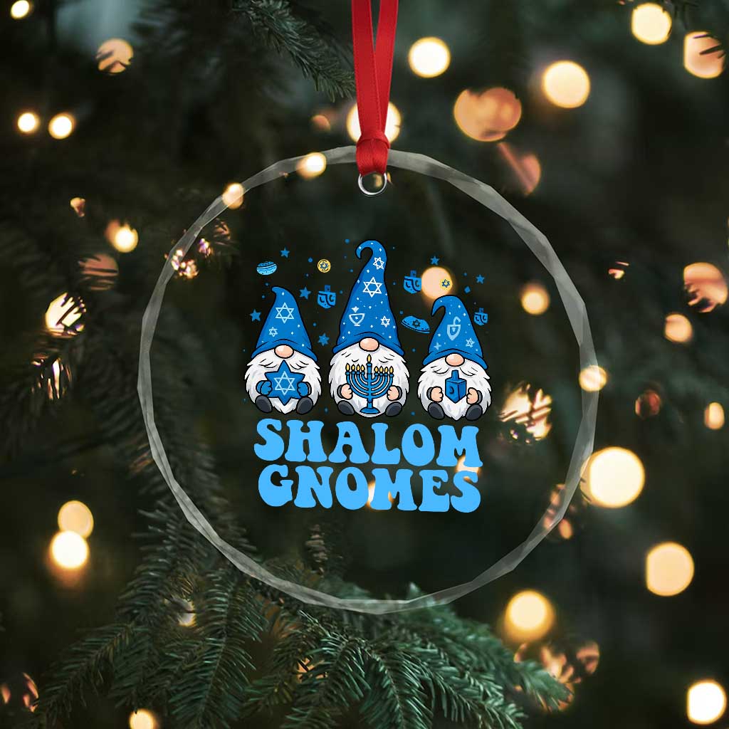 Happy Hanukkah Crystal Glass Ornament Retro Groovy Eight Nights Lights - Wonder Print Shop