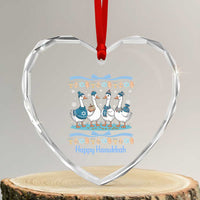 Happy Hanukkah Heart Crystal Glass Ornament Funny Silly Goose Chanukah - Wonder Print Shop