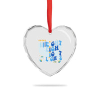 Happy Hanukkah Heart Crystal Glass Ornament Retro Groovy Eight Nights and Eight Lights - Wonder Print Shop