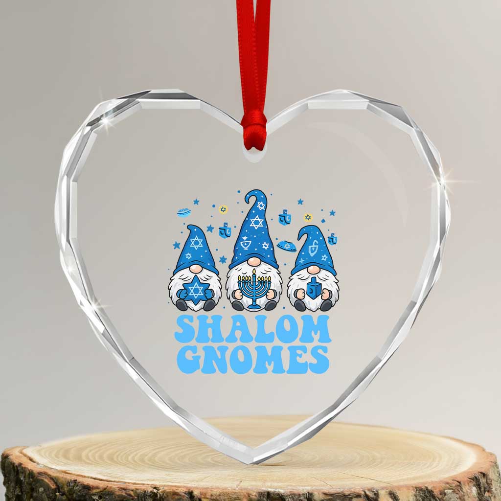 Happy Hanukkah Heart Crystal Glass Ornament Retro Groovy Eight Nights Lights - Wonder Print Shop