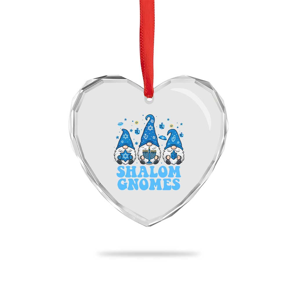 Happy Hanukkah Heart Crystal Glass Ornament Retro Groovy Eight Nights Lights - Wonder Print Shop