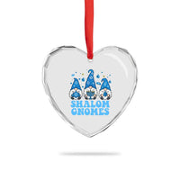 Happy Hanukkah Heart Crystal Glass Ornament Retro Groovy Eight Nights Lights - Wonder Print Shop