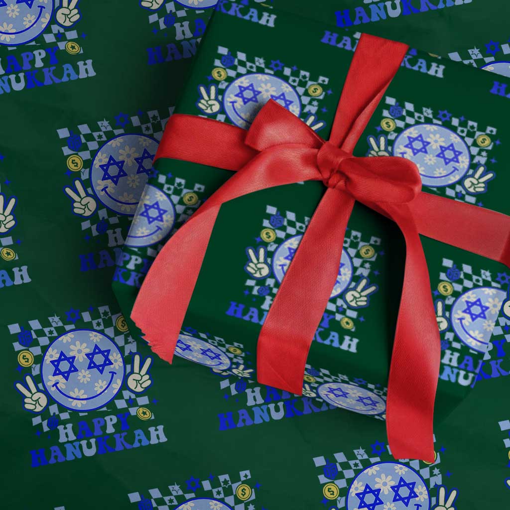 Happy Hanukkah Wrapping Paper Roll Groovy Star Of David Smile Face Chanukah Pajama - Wonder Print Shop