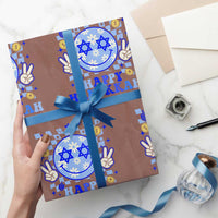 Happy Hanukkah Wrapping Paper Roll Groovy Star Of David Smile Face Chanukah Pajama - Wonder Print Shop