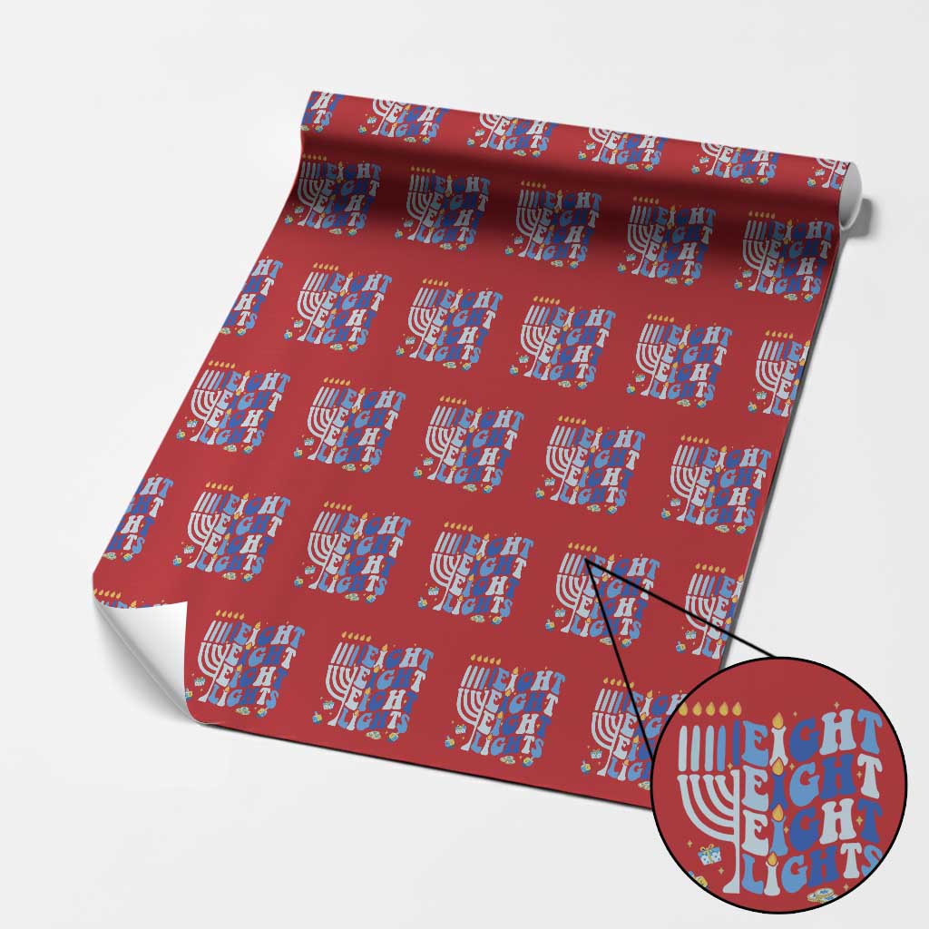 Happy Hanukkah Wrapping Paper Roll Retro Groovy Eight Nights and Eight Lights - Wonder Print Shop
