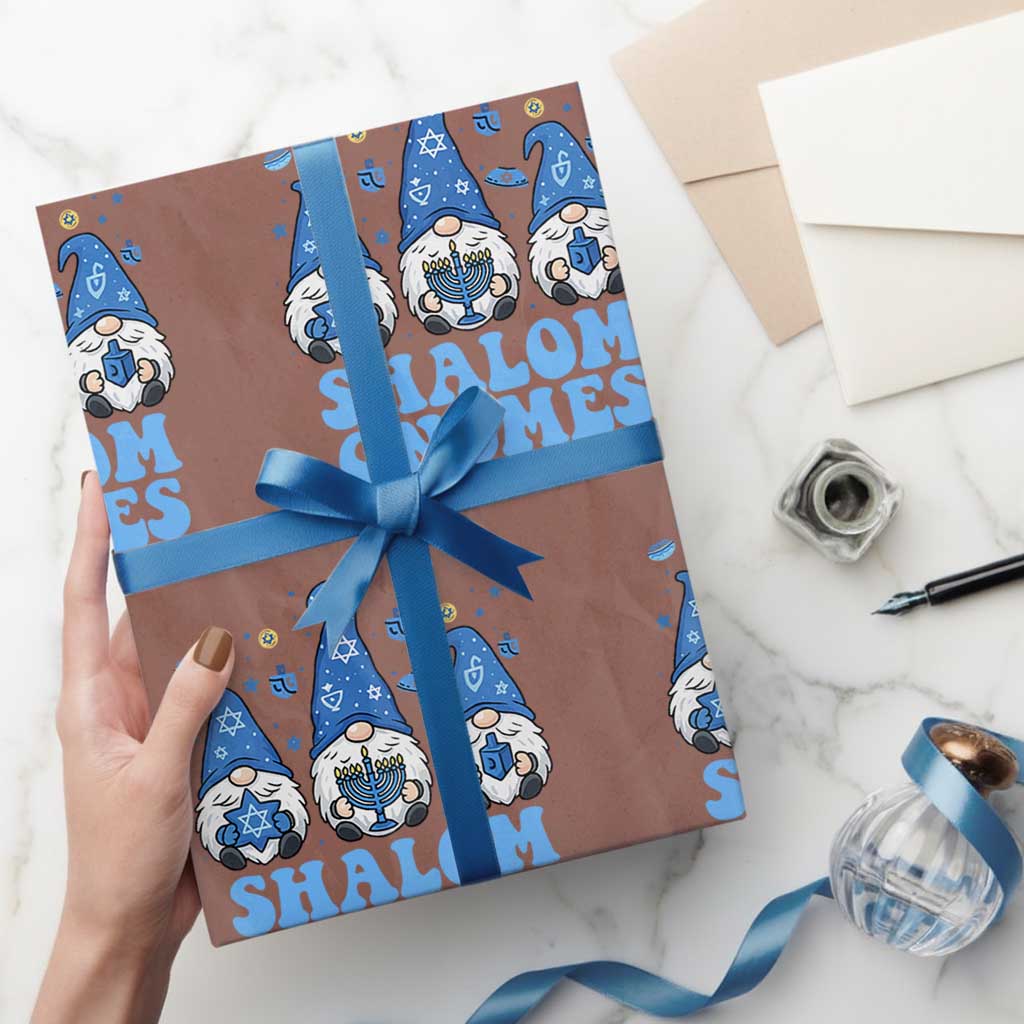 Happy Hanukkah Wrapping Paper Roll Retro Groovy Eight Nights Lights - Wonder Print Shop