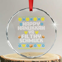 Happy Hanukkah Ya Fithy Schmuck Crystal Glass Ornament Funny Hanukkah Christmas Movie - Wonder Print Shop