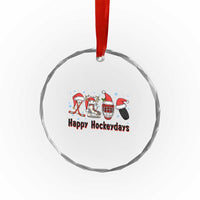 Happy Hockeydays Crystal Glass Ornament Funny Christmas Ice Hockey Gift - Wonder Print Shop