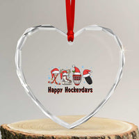 Happy Hockeydays Heart Crystal Glass Ornament Funny Christmas Ice Hockey Gift - Wonder Print Shop