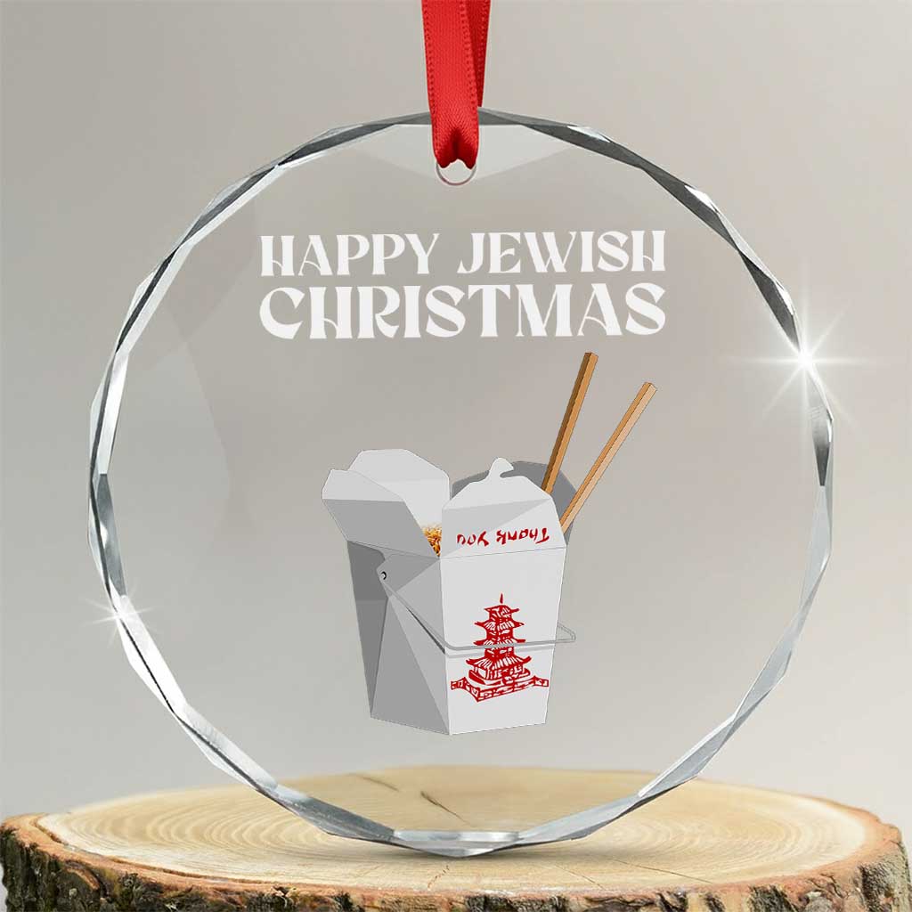 Happy Jewish Christmas Crystal Glass Ornament Chinese Noodle Asian Take Out - Wonder Print Shop