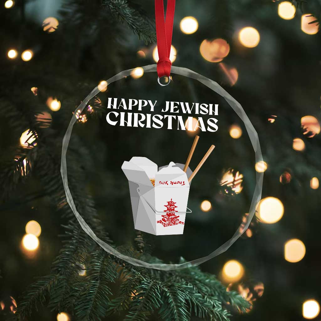 Happy Jewish Christmas Crystal Glass Ornament Chinese Noodle Asian Take Out - Wonder Print Shop