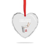 Happy Jewish Christmas Heart Crystal Glass Ornament Chinese Noodle Asian Take Out - Wonder Print Shop