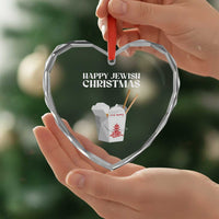 Happy Jewish Christmas Heart Crystal Glass Ornament Chinese Noodle Asian Take Out - Wonder Print Shop