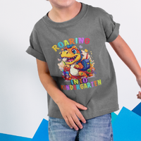 Cute Kindergarten Dinosaur T Shirt For Kid Roaring Into Kinder - Wonder Print Shop
