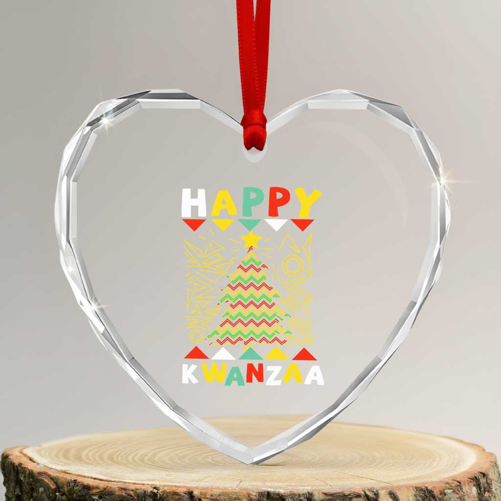 Happy Kwanzaa Christmas Heart Crystal Glass Ornament African American Holiday Christmas Tree - Wonder Print Shop