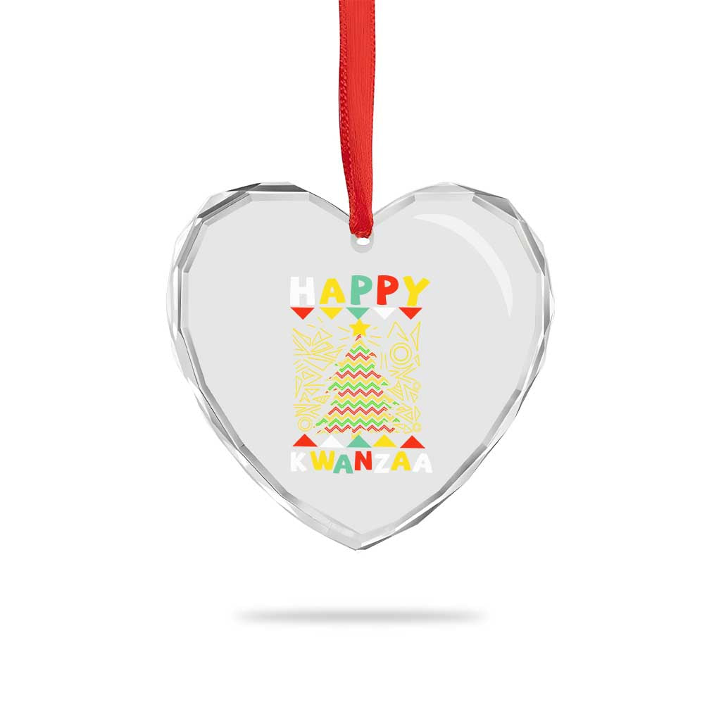 Happy Kwanzaa Christmas Heart Crystal Glass Ornament African American Holiday Christmas Tree - Wonder Print Shop