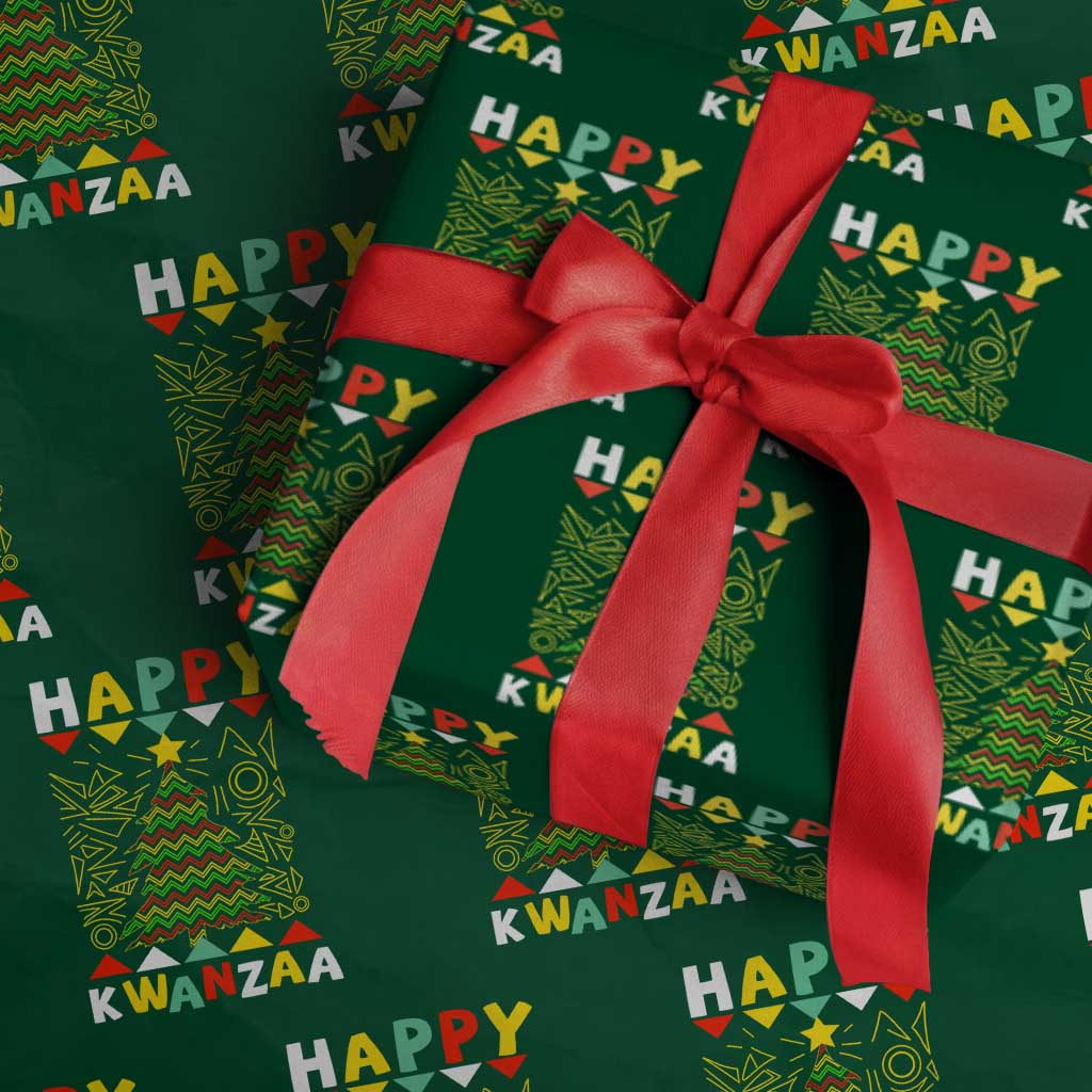 Happy Kwanzaa Christmas Wrapping Paper Roll African American Holiday Christmas Tree - Wonder Print Shop