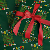 Happy Kwanzaa Christmas Wrapping Paper Roll African American Holiday Christmas Tree - Wonder Print Shop