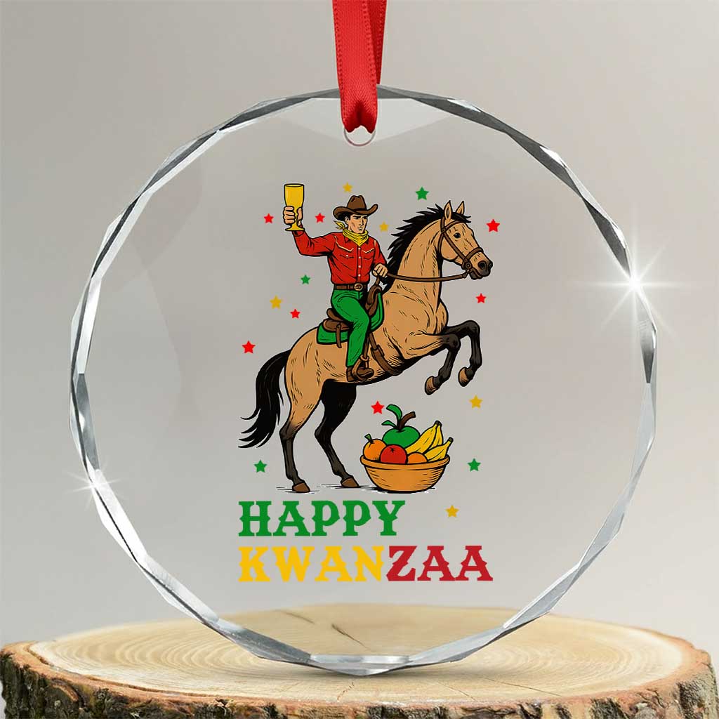 Happy Kwanzaa Cowboy Crystal Glass Ornament Funny African Holiday Gift - Wonder Print Shop