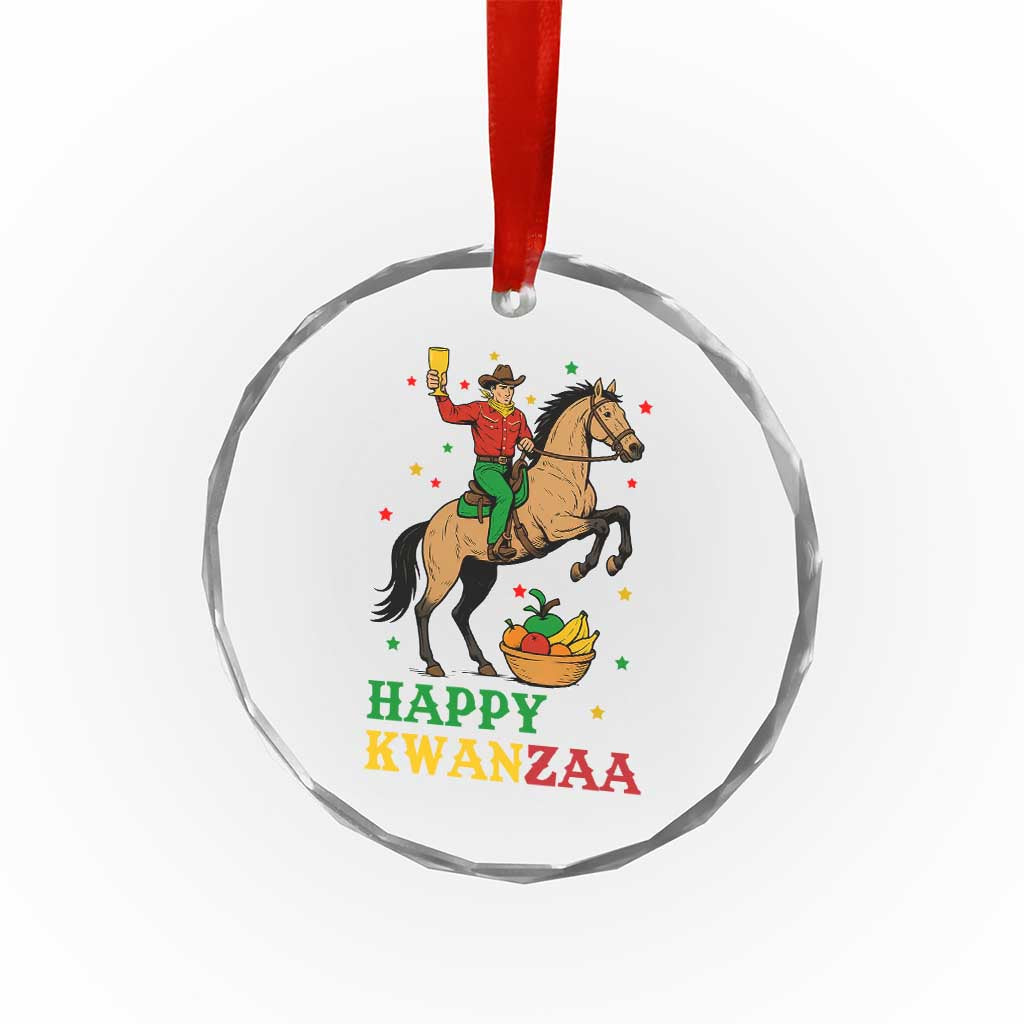 Happy Kwanzaa Cowboy Crystal Glass Ornament Funny African Holiday Gift - Wonder Print Shop