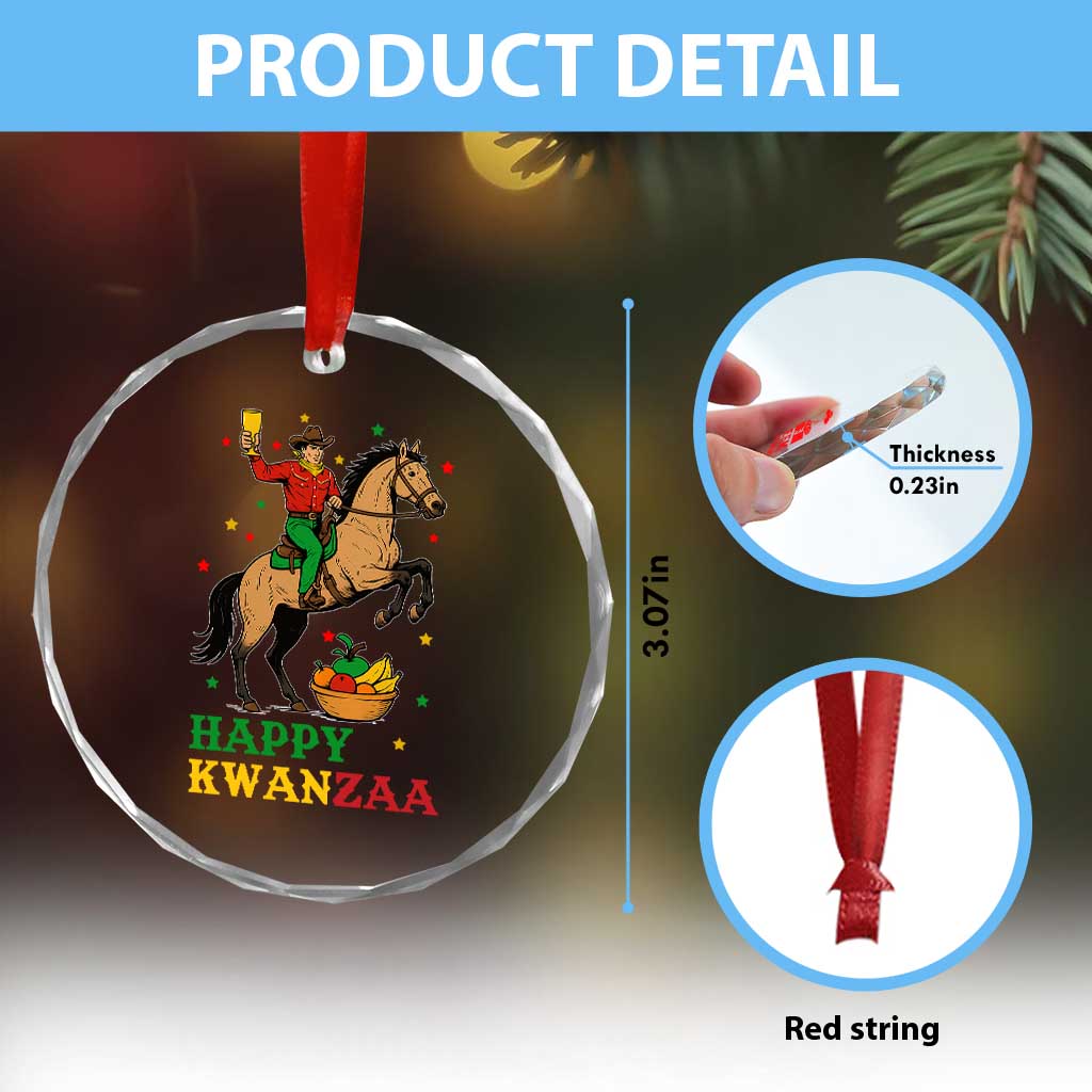 Happy Kwanzaa Cowboy Crystal Glass Ornament Funny African Holiday Gift - Wonder Print Shop