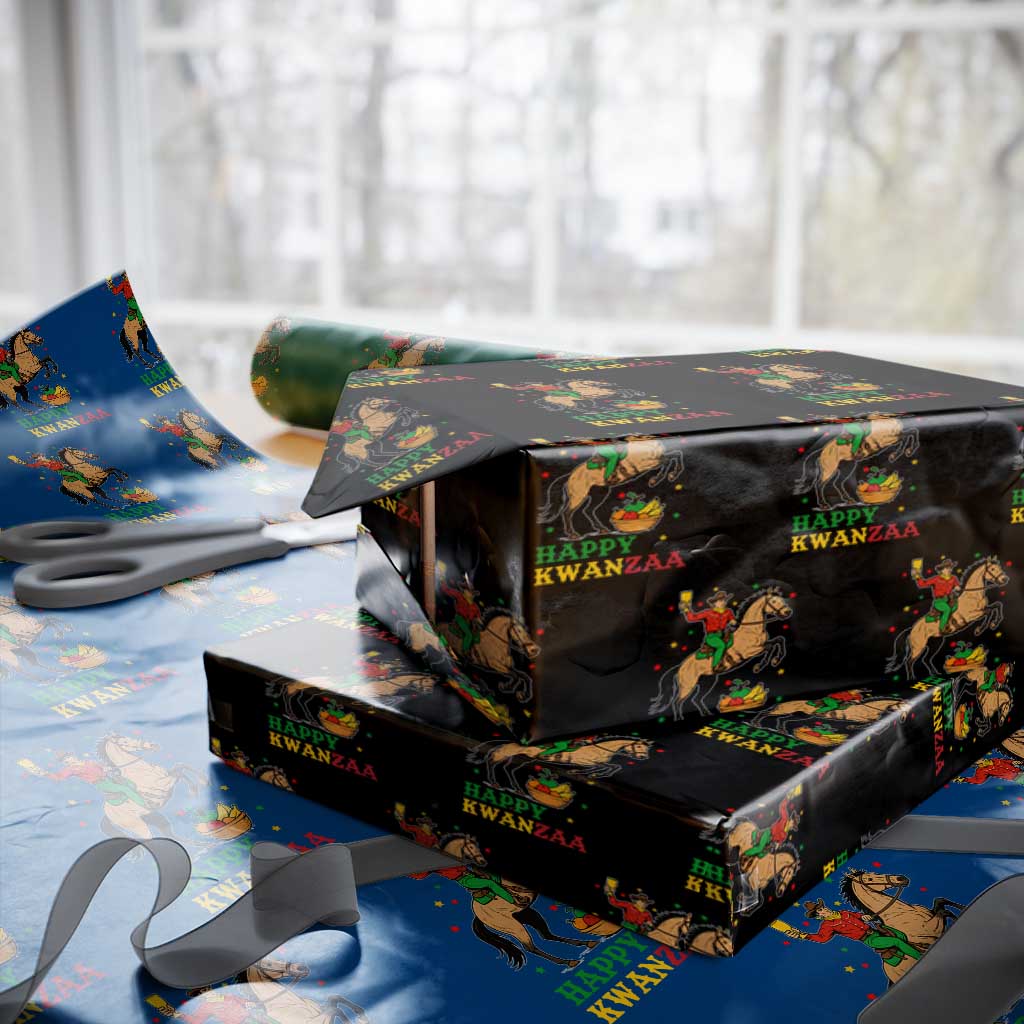 Happy Kwanzaa Cowboy Wrapping Paper Roll Funny African Holiday Gift - Wonder Print Shop