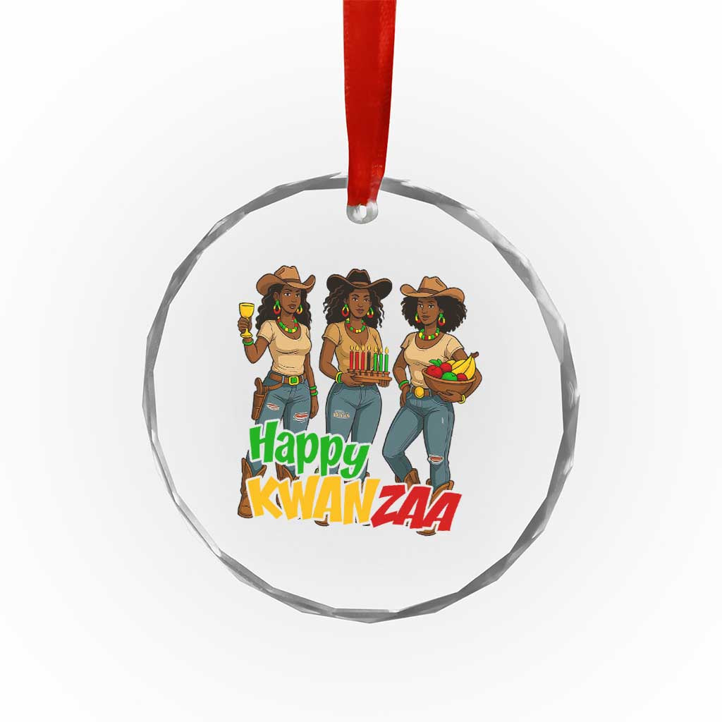 Happy Kwanzaa Cowgirl Crystal Glass Ornament Festival Of Lights African Heritage Gift - Wonder Print Shop