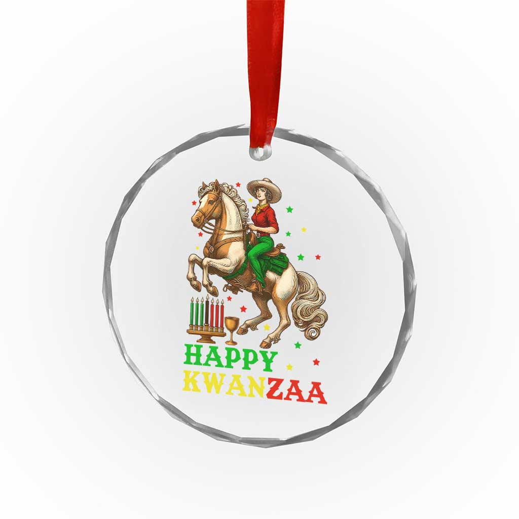Happy Kwanzaa Cowgirl Crystal Glass Ornament Funny African American Festival Gift - Wonder Print Shop