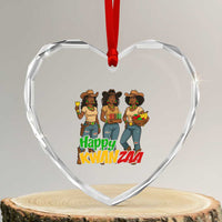 Happy Kwanzaa Cowgirl Heart Crystal Glass Ornament Festival Of Lights African Heritage Gift - Wonder Print Shop